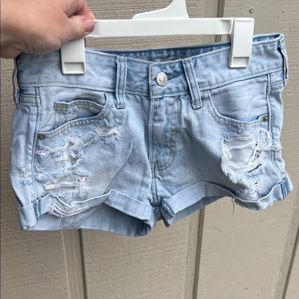 Abercrombie & Fitch Light Wash Ripped Jean Shorts